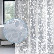 Kromapolis Shower Curtain with Pebble Design, 72"x78" Translucent Shower Liner with 12 Rings for Bathroom, with Weight Magnets Bottom, PEVA Waterproof, Mold & M