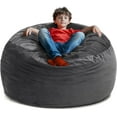 thumbnail image 1 of Kromax 3.5 Foot Bean Bag Chair for Adults and Teens, Ideal  Beanbag for Living Room, Bedroom, Dorm, Soft Velvet Washable Cover, Dark Grey, 1 of 7