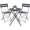 thumbnail image 1 of Kromax Outdoor 3 Piece Patio Bistro Set, Folding Bistro Table and 2 Folding Chairs, Patio Conversation Furniture Set, Space Saving, Black, 1 of 14
