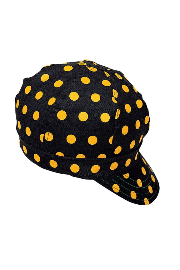Kromer Welder Cap, Cotton, Length 5 in, Width 6 in- 1size, Black/Yellow Dot 3PK