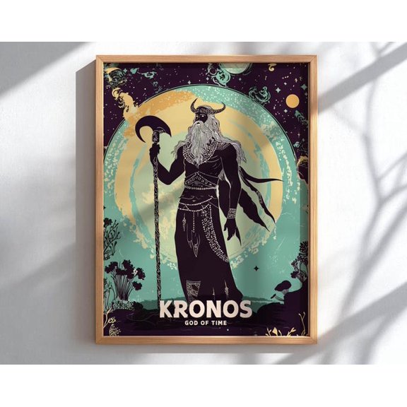 Kronos Greek Mythology Wall Art Print, Unframed Paper Poster 8x10in