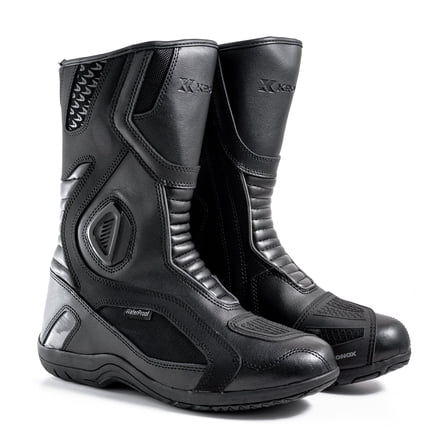 Kronox Water-Resistant Motorcycle Touring Boots | Black Syntethic & Real Leather (Mix) | Size 08