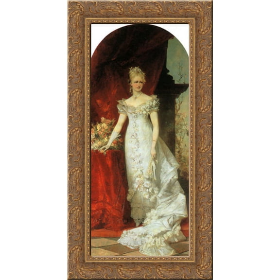 Kronprinzessin Stephanie 15x24 Gold Ornate Wood Framed Canvas Art by Makart, Hans