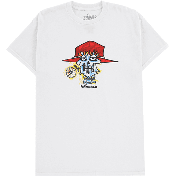 Krooked Muerte Short Sleeve T-Shirt White, Small, Men's