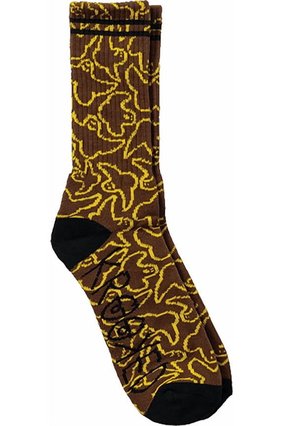 Multi Birds Crew Sock Brn/Yel/Blk