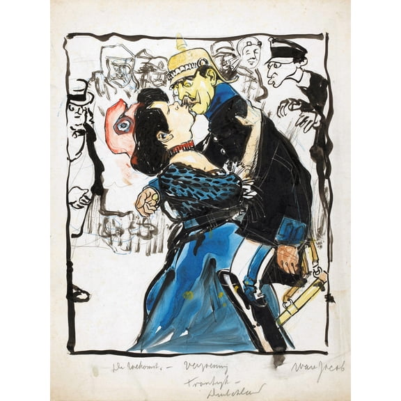 Kroon Reconciliation France Germany Kiss Drawing Extra Large XL Wall Art Poster Print