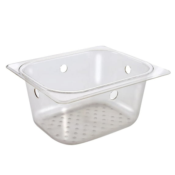 Krowne 30-160 6" Deep Universal Perforated Basket for Dump Kitchen Bar Sink | Commercial Bowl Drain Strainer for Restaurant Buffet Cafeteria Catering Service | 17"L x 14"W x 8"H, Clear, Plastic, NSF