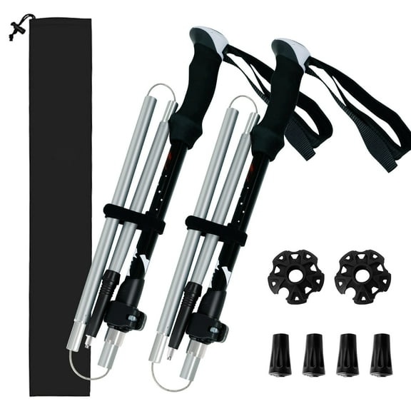 Kroyicegears Collapsible Trekking Poles for Hiking - 2 Pack Collapsible Aluminum Walking Stick