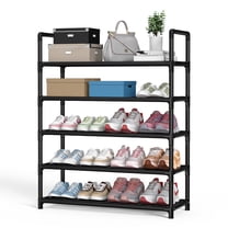 Krpimt 5-Tier Shoe Rack, 31.5" Stackable Shoe Organizer Storage Holds 15-20 Pairs, Metal Shoe Shelf for Entryway Hallway and Closet, Black
