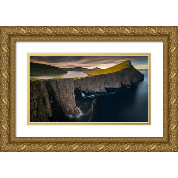 Kruczynski, Wojciech 18x12 Gold Ornate Wood Framed with Double Matting Museum Art Print Titled - Sorvagsvatn