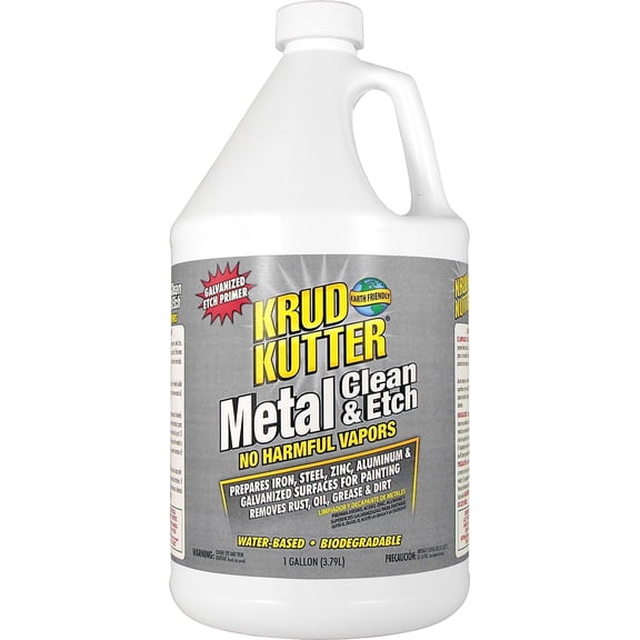 Krud Kutter ME014 Metal Clean and Etch, Liquid, Mild, Translucent Orange, 1 gal, Bottle