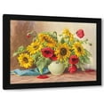 thumbnail image 1 of E. Krueger 14x11 Black Modern Wood Framed Wall Art Titled - POPPIES AND SUNFLOWERS, 1 of 6