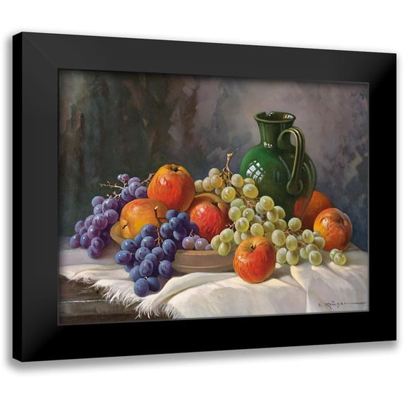 Krueger, E. 24x19 Black Modern Framed Museum Art Print Titled - APPLES AND GRAPES