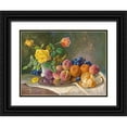 thumbnail image 1 of Krueger, E. 24x19 Black Ornate Wood Framed with Double Matting Museum Art Print Titled - YELLOW ROSE AND FRUITS, 1 of 4