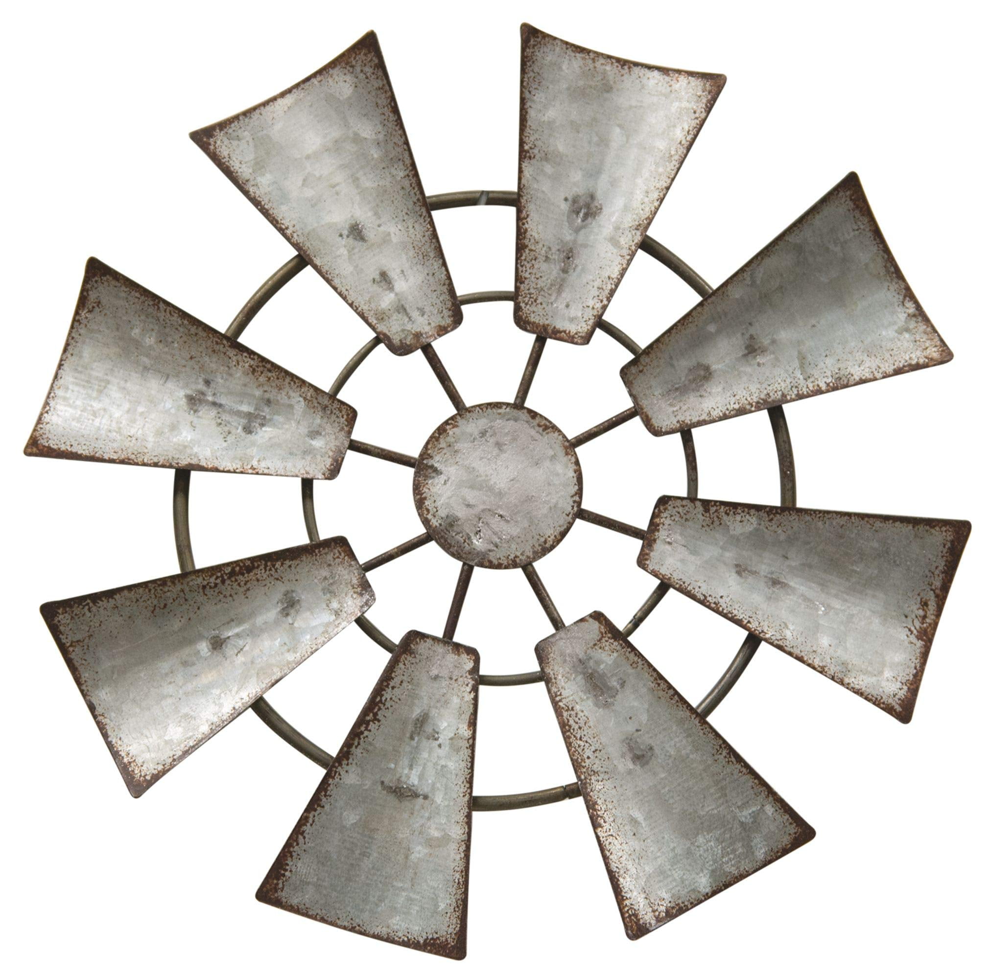 Rustic Galvanized Metal Hanging Windmill Sculpture, 7"