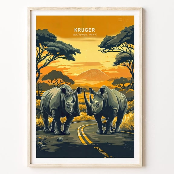 Kruger National Park Travel Poster, National Park Travel Print, Kruger South Africa Wall Art Print, Minimalist Cityscape, Home Decor Wall Art, Modern Wall Decor, 24x36 UNFRAMED