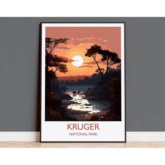 Kruger Poster, Travel Print of Kruger National Park, Kruger Sunset, South Africa, Travel Gift, 24x36 UNFRAMED