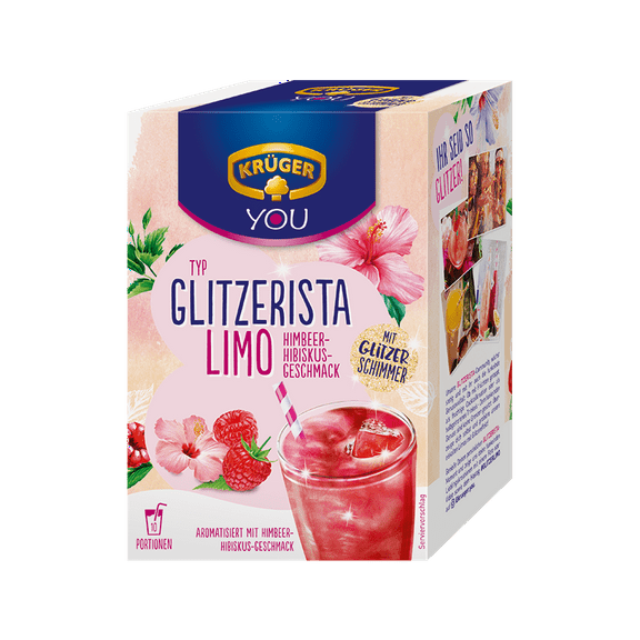 Kruger drink mix GLITZERISTA Raspberry Hibiscus flavor -1 box/ 10 servings-