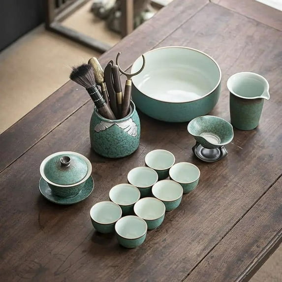 Krukke Tea Set China Kung Fu Household Small Set Light Luxury Japanese Style Tea Making Side Teapot Cup Tea Tray Gift Box