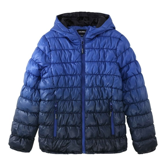 Krumba Boy's Zipper Gradient Water Resistant Puffer Jacket Dark Blue 140