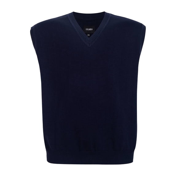 Krumba Men Plus Size Knit Big & Tall V Neck Oversized Pullover Sweater Vest 3XL Navy