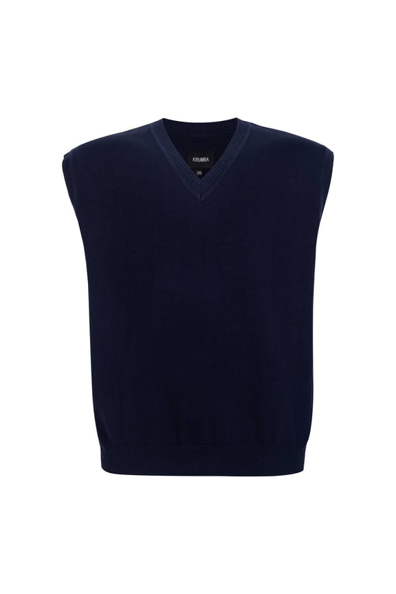 Men Plus Size Knit Big & Tall V Neck Oversized Pullover Sweater Vest 3XL Navy