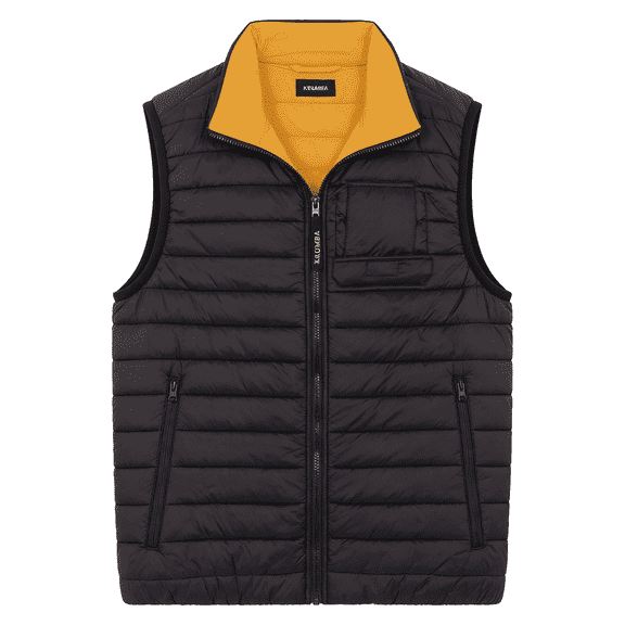 Krumba Men Quilted Puffer Vest Lightweight Sleeveless Zip Up Jackets for Winter Casual Black Size L