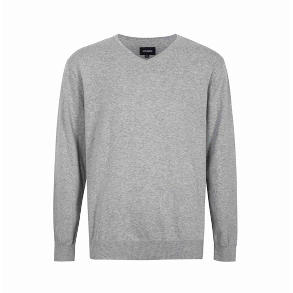Krumba Men's Cotton Oversized V-Neck Classical Pull-On Sweater 3XL Gray