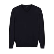 Krumba Mens Cotton Oversized V-Neck Classical Pull-on Sweater 4XL Black