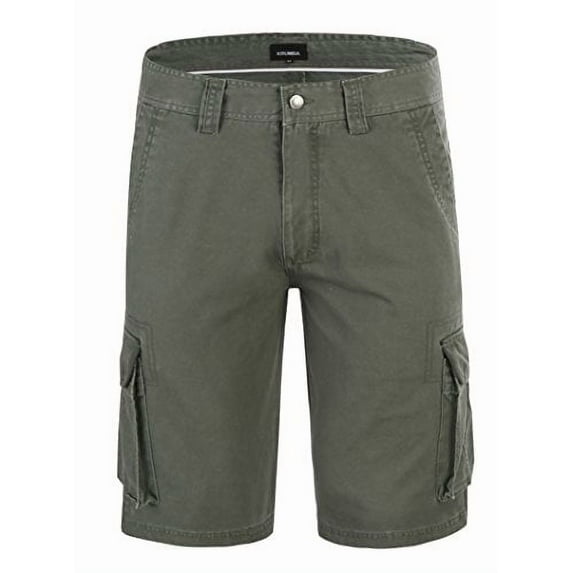 Krumba Men's Cotton Pigment Dyeing Outdoor Casual Cargo Shorts Green Size 34