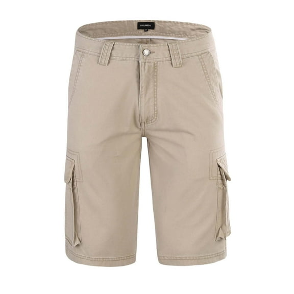 Krumba Men's Cotton Pigment Dyeing Outdoor Casual Cargo Shorts Khaki Size 36