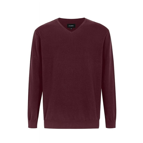Krumba Mens Big Tall Sweater Cotton Oversized Long Sleeve Kintted Light Causal Plus Pullovers Burgundy 2XL