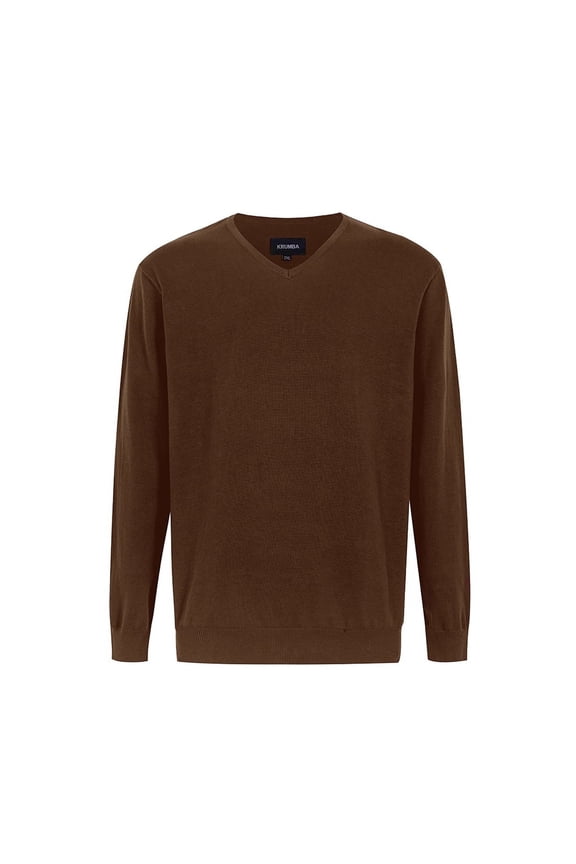 Mens Big Tall Sweater Cotton Oversized Long Sleeve Kintted Light Causal Plus Pullovers Chocolate 6XL