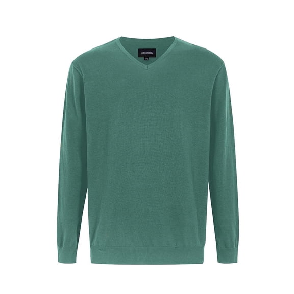 Krumba Mens Big Tall Sweater Cotton Oversized Long Sleeve Kintted Light Causal Plus Pullovers Teal 3XL