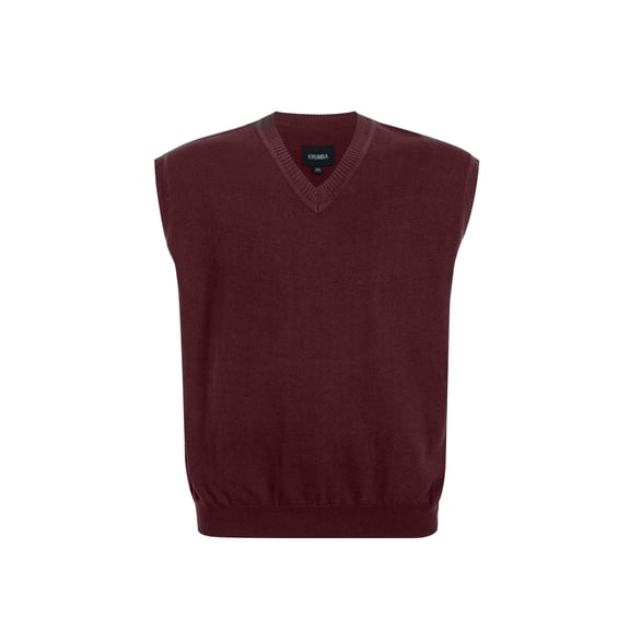 Krumba Mens Oversized Sweater Vest: Big Tall V Neck Plus Size Knit Sleeveless Casual Pullover Burgundy 6XL