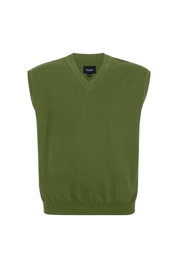 Mens Oversized Sweater Vest: Big Tall V Neck Plus Size Knit Sleeveless Casual Pullover Olive 2XL