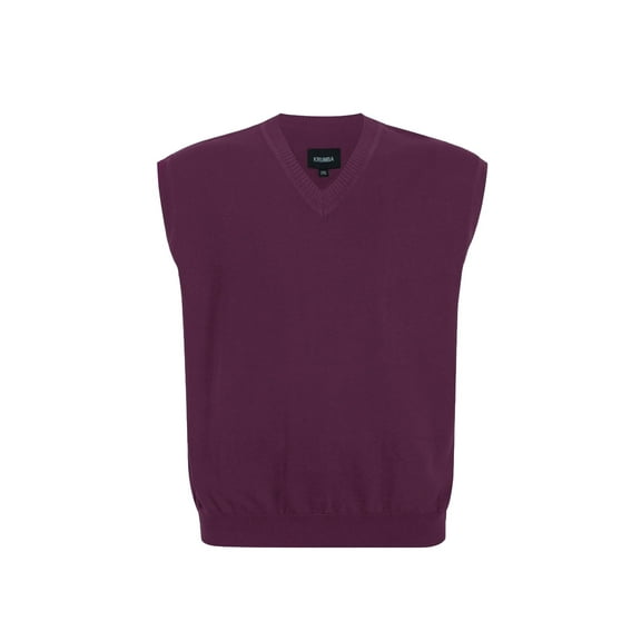Krumba Mens Oversized Sweater Vest: Big Tall V Neck Plus Size Knit Sleeveless Casual Pullover Purple 5XL