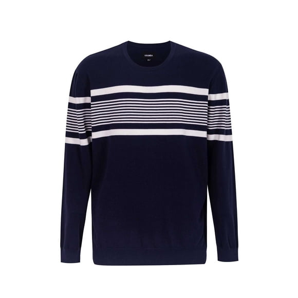 Mens Plus Size Cotton Crew Neck Big Tall Long Sleeve Pullover Irregular Stripe Design Oversized Sweater 4XL