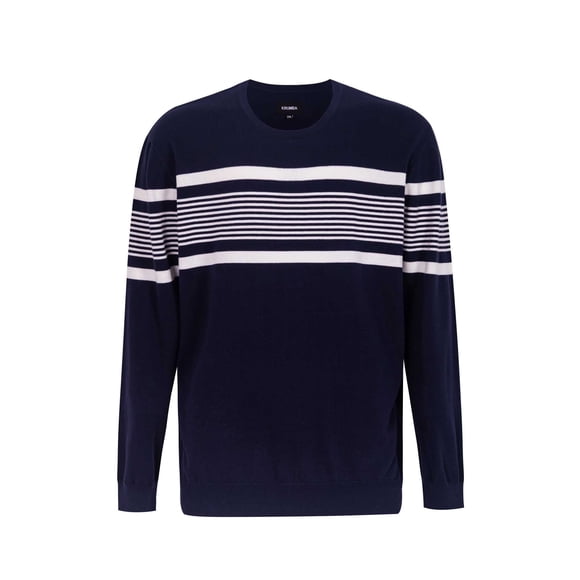 Mens Plus Size Cotton Crew Neck Big Tall Long Sleeve Pullover Irregular Stripe Design Oversized Sweater 6XL