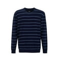 thumbnail image 1 of Krumba Mens Plus Size Cotton Crew Neck Big Tall Long Sleeve Pullover Navy&Blue Stripe Design Oversized Sweater 3XL, 1 of 11