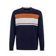 thumbnail image 1 of Krumba Mens Plus Size Cotton Crew Neck Big&Tall Long Sleeve Pullover Navy Mixed Stripe Oversized Sweater 4XL, 1 of 10
