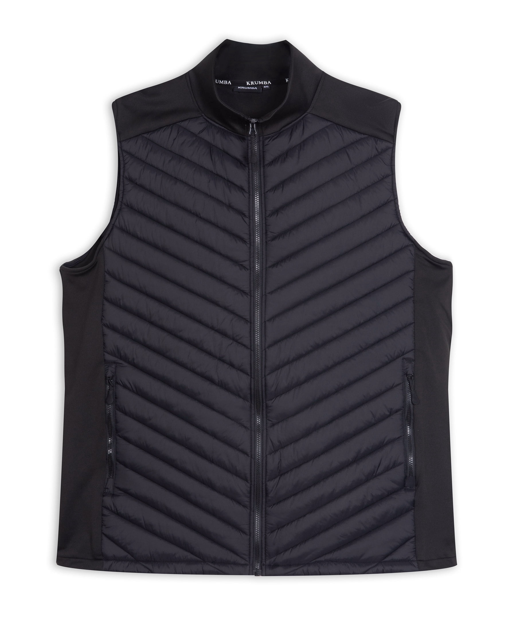 Krumba Mens Sleeveless Lightweight Vest: Zip Up Quilted Pockets Packable Jacket - Casual for Outdoor Running Hiking Travel Black Size 2XL