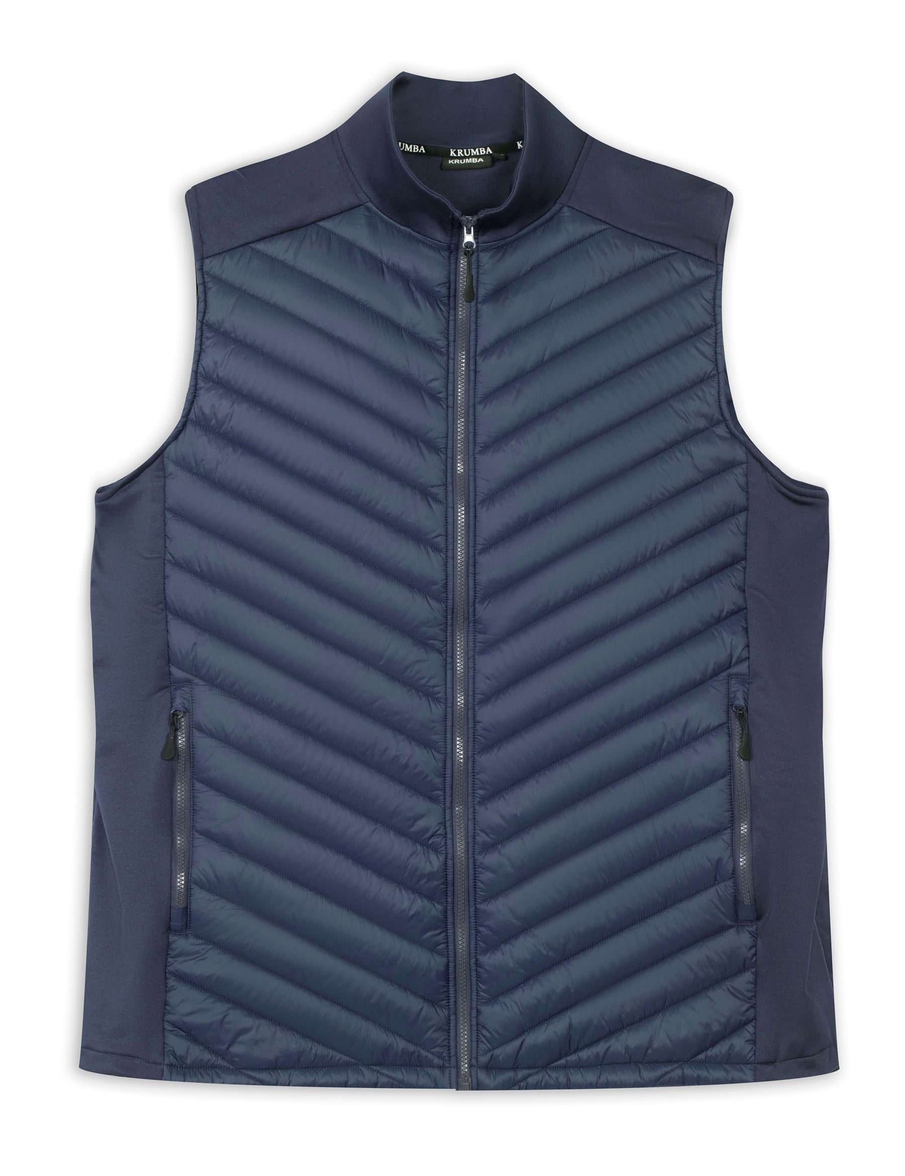 Krumba Mens Sleeveless Lightweight Vest: Zip Up Quilted Pockets Packable Jacket - Casual for Outdoor Running Hiking Travel Navy Size 2XL