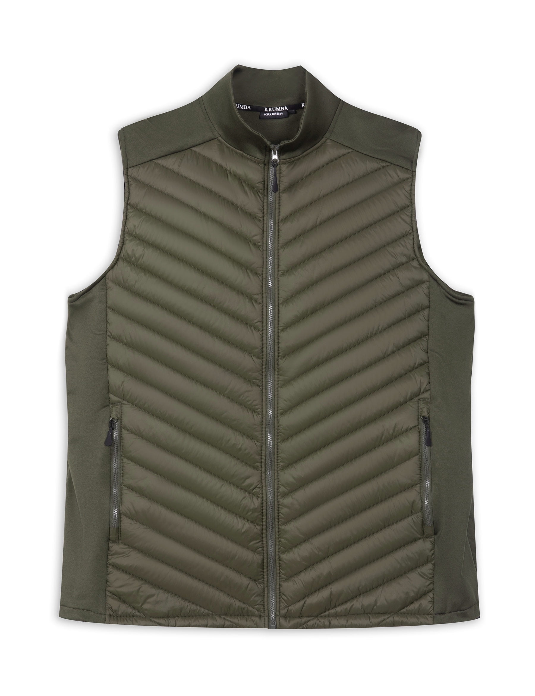 Krumba Mens Sleeveless Lightweight Vest: Zip Up Quilted Pockets Packable Jacket - Casual for Outdoor Running Hiking Travel Olive Size 3XL