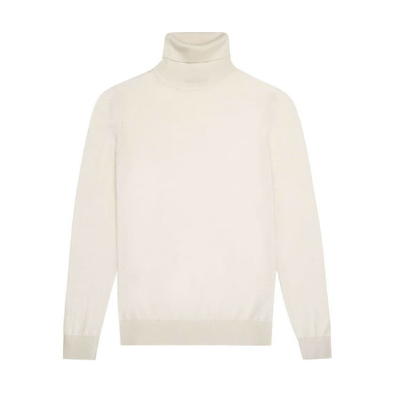 Krumba Women Turtleneck Wool Sweater: Long Sleeve Lightweight Pullover Jumper Beige Size M