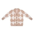 thumbnail image 1 of Krumba Women's Viscose Checked Knitted Cardigan Button Sweater Beige/White L, 1 of 9