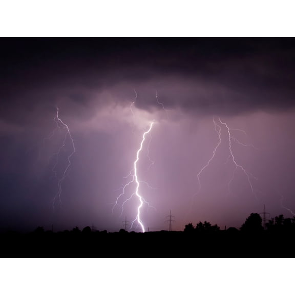 Krumbholz Thunderstorm Lightning Photo Extra Large XL Wall Art Poster Print