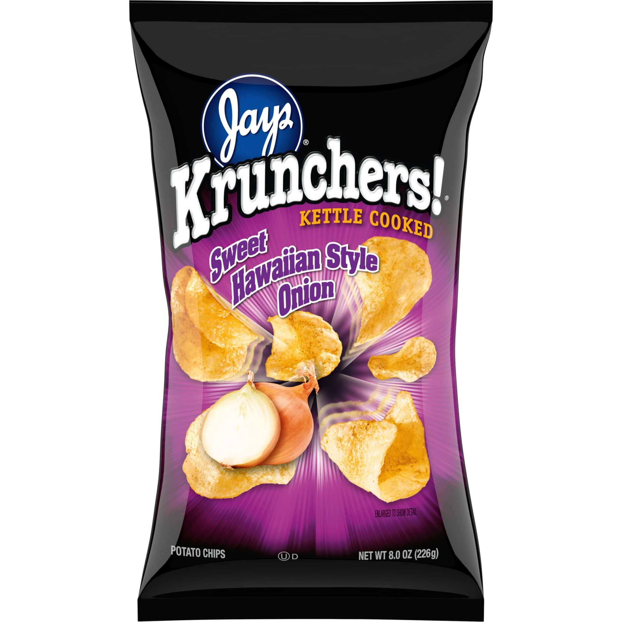 Krunchers! Kettle Cooked Potato Chips, Sweet Hawaiian Style Onion Chips, 8 oz Bag