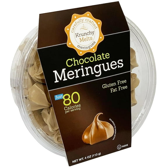 Krunchy Melts Original Meringue Cookies | Chocolate Flavor | Only 80 Calories Per Serving | Fat Free, Gluten Free, Dairy Free (4 Oz)