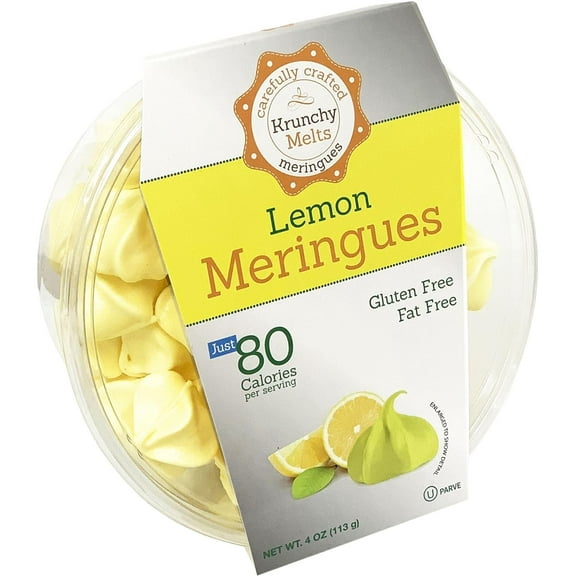 Krunchy Melts Original Meringue Cookies | Lemon Flavor | Only 80 Calories Per Serving | Fat Free, Gluten Free, Dairy Free (4 Oz)